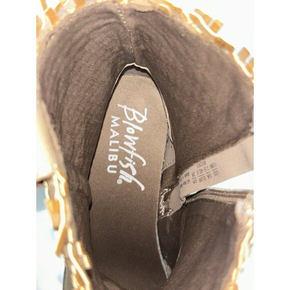 NEW Blowfish Malibu Ricky Ankle Boots Size 10 Tan Woven Boho Western Cowgirl - Picture 9 of 9